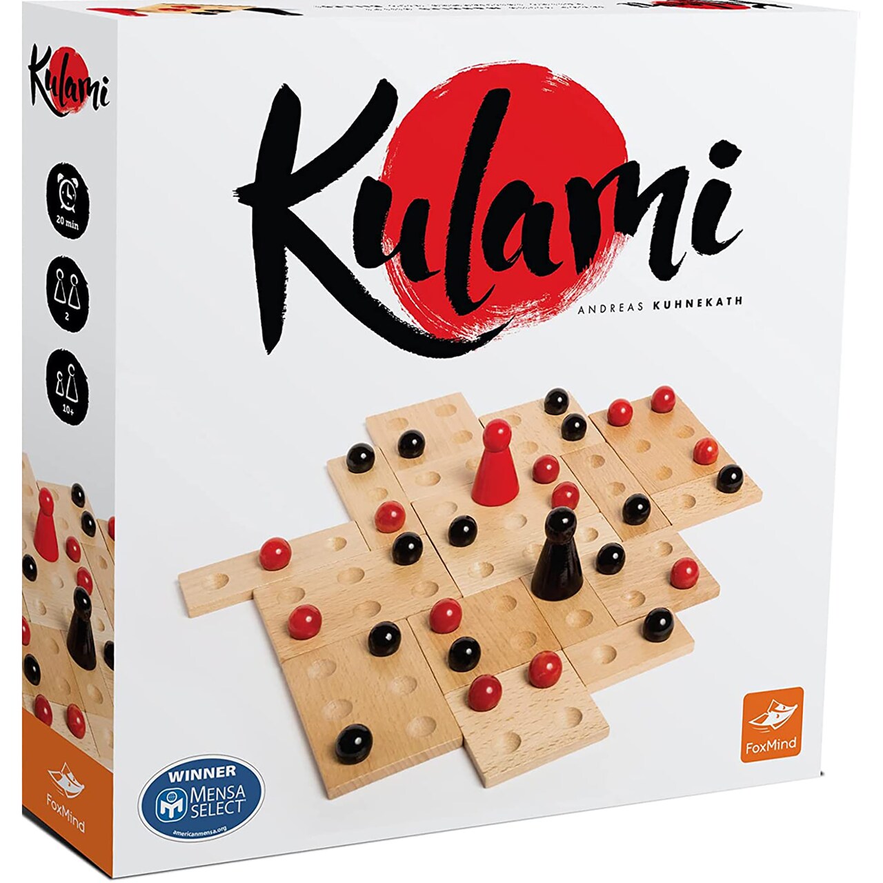 FoxMind Games: Kulami, Simple Zen Abstract Strategy Game, High Quality Wooden Tiles and Marbles, 2 Player Game, For Ages 10 and up